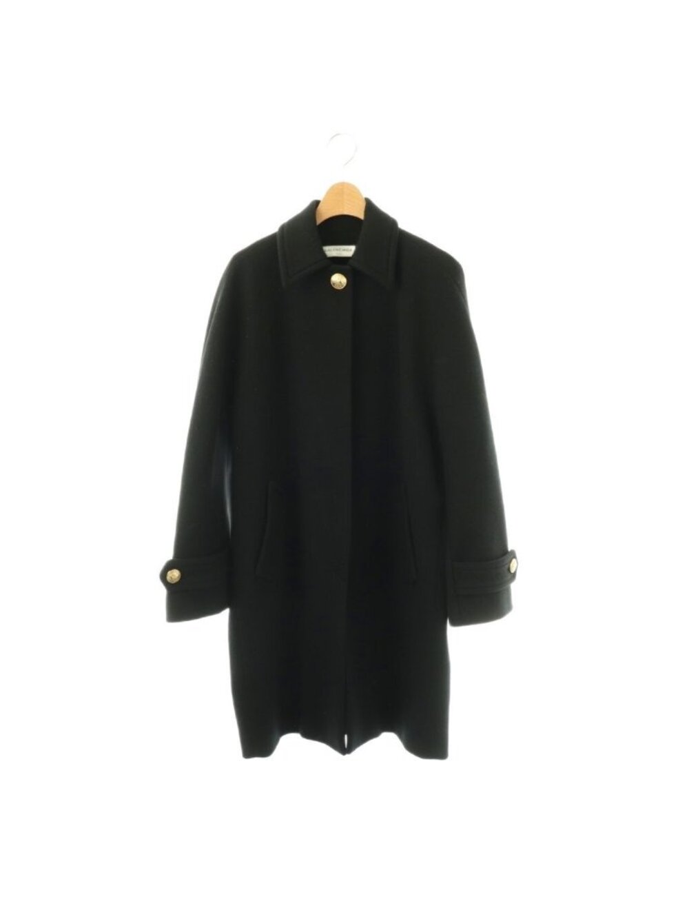 Balenciaga Wool Stencil Color Coat Long 34 Black HS